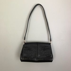 Liz Claiborne Black Faux Crocodile Handbag